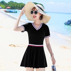 游泳衣兩件套女士泳衣新款分體保守遮肚顯瘦運動款學生溫泉泳裝