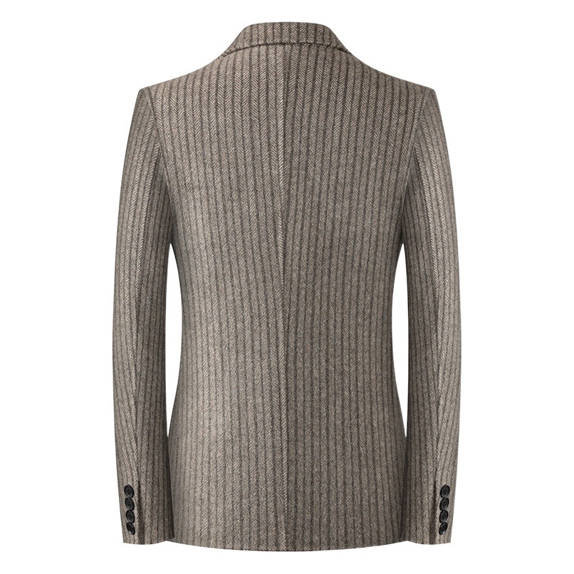 2024 otoño e invierno lana de doble cara individual traje casual de hombre occidental chaqueta de ropa occidental de lana de negocios a rayas
