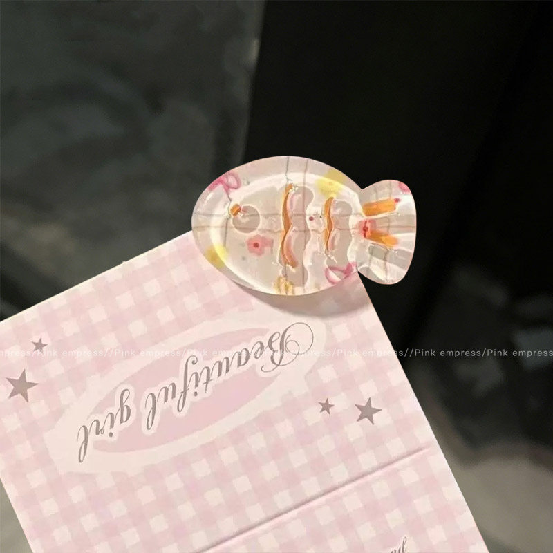 4# jelly orange soda fish hair clip - bottom clip approximately 3.2cm