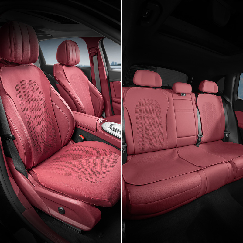 新しいナッパレザーのカーシートクッション、オールシーズン対応の薄型通気性のある穴あき車のインテリアシートカバー、夏用シートクッション|undefined