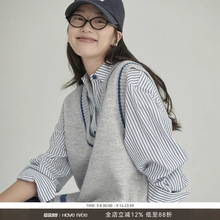 HAVERICE饭馆 学院女孩 清冷文艺复古长羊毛混纺针织马甲背心