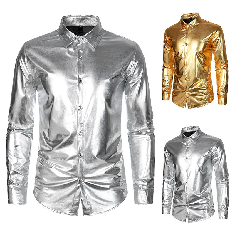 Amazon Men's Glossy Nightclub Long Sleeve Shirt C28