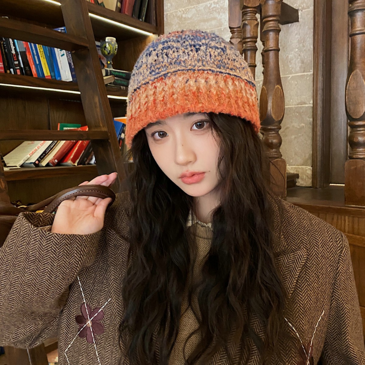 Einzigartiges Design: Retro-Fischermütze im Boho-Stil für Damen, warm und gesichtsschmeichelnd, gestrickt für Herbst und Winter, Wollmütze_voghion.com