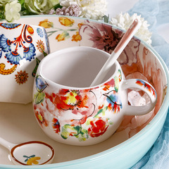 OMK Creative Fresh Ceramic Dessert Cup High-Quality Drinking Cup for Girls Home Use Large Capacity Coffee Cup