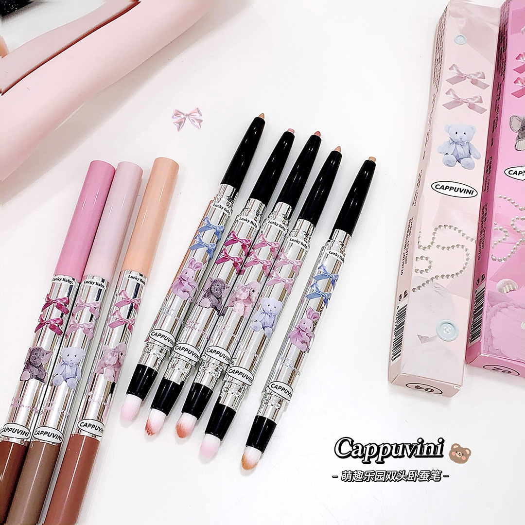 Cappuvini Mandy Funland Pencil de doble cabeza, doble cabeza, pencil de sombra, resaltado y brillante, maquillaje de fiesta estudiantil natural