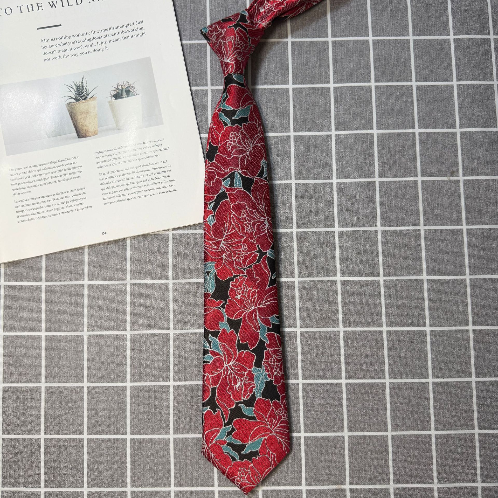 Vintage herrslips med blommönster formell accessoar_voghion.com