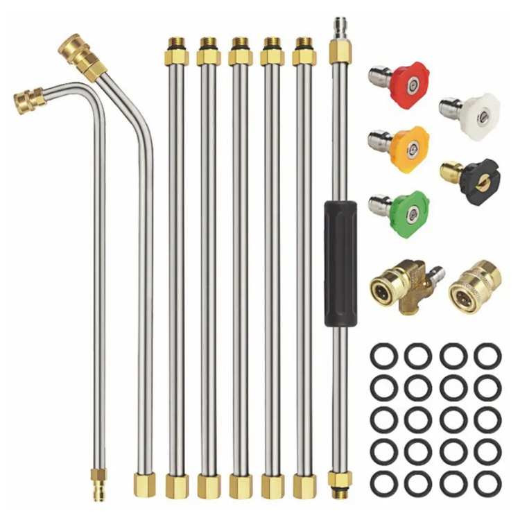 跨境延长杆高压水枪 洗车机配件加长杆快速接头五色喷嘴套件批发
