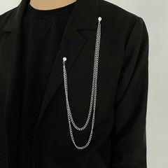 Men's Brooch Fashion Long Chain Suit Accessory, Pin Style, Unique, Multiple Styles Mixed Batch, High-End, Exaggerated Brooch