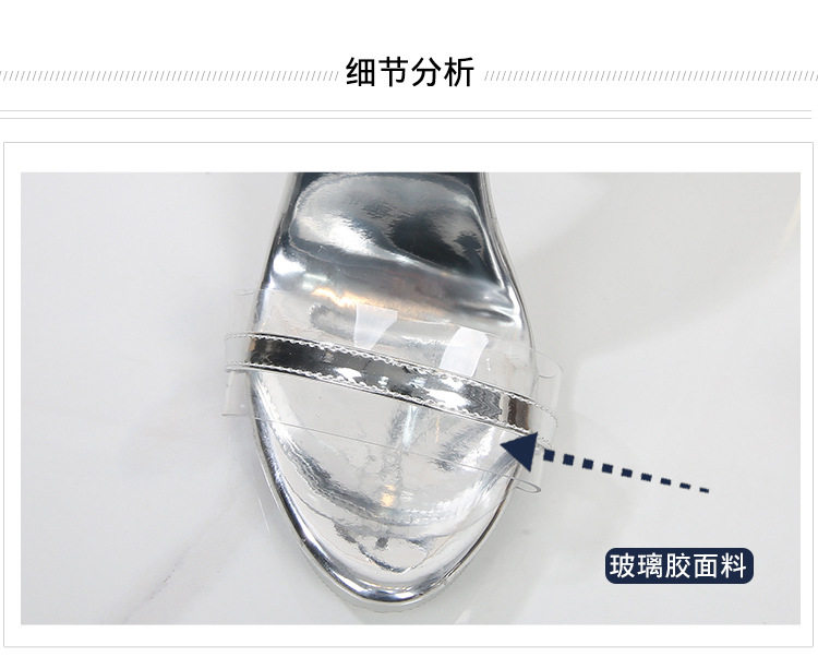 Dép sandal nữ cao gót quai ngang trong suốt đính pha lê, gót nhọn 8–11 cm — Màu bạc, Màu trắng, Màu đen chi tiết 6