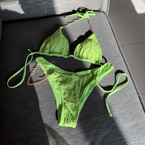  European and American new sexy chain drawstring swimsuit bikini bikini cross-border Amazon