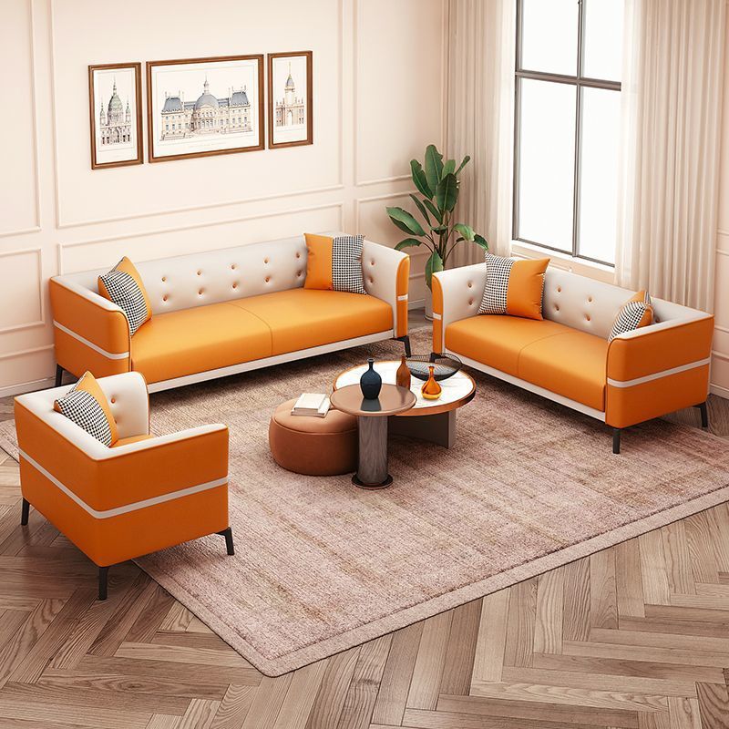 Modern Simple Small Apartment Sofa Living Room Single Double Three Person Bedroom Rental House Clothing Store Low Backrest Small Sofa