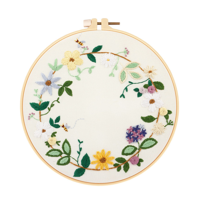 DIY bordado hecho a mano paquete de material de la flor de la cesta de la flor Europea fábrica de bordado de tela para transfronteriza Chino e Inglés