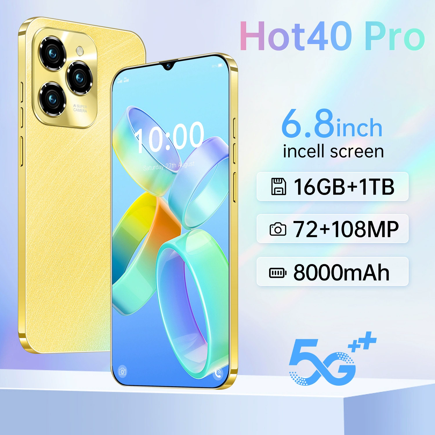 New HOT40 PRO 1+16GB, мобильный телефон 6.8" экран, смарт‑телефон, источник от производителей