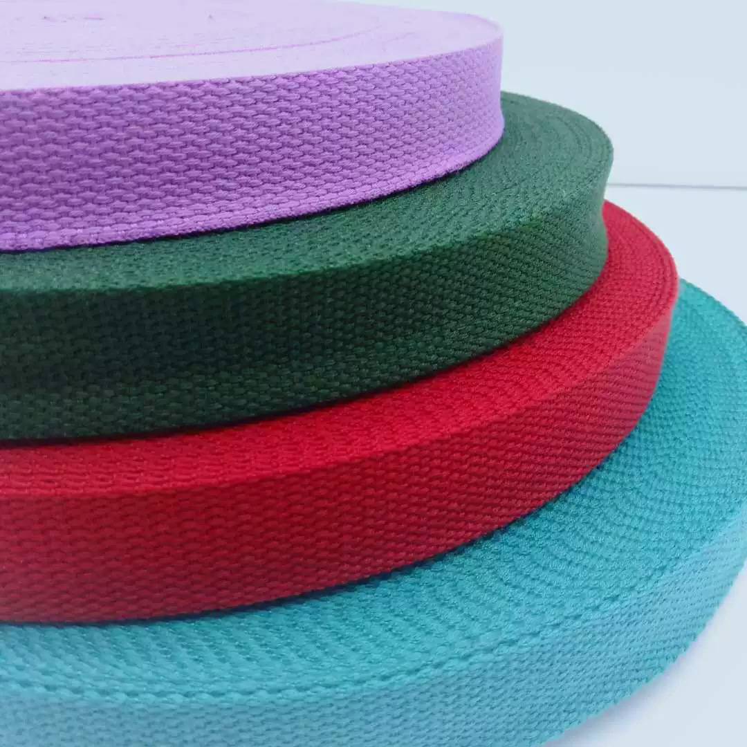 Thick cotton woven strap eco-friendly canvas bag hand strap colorful black polyester cotton woven strap waist belt school bag strap
