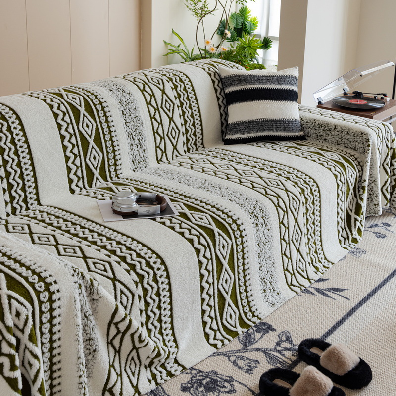 Shu Cotton Velvet Sofa Cover Cloth for All Seasons 2025 New Sofa Towel Anti-Slip Full Cover Cushion