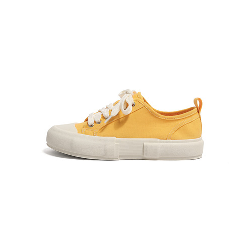 Niche canvas shoes women's shoes thick-soled low-top  spring new style single shoes lace-up sneakers college style white shoes
