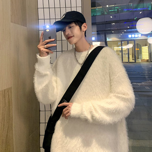 Wool Sweater Men's Winter Trendy Brand Mink Wool Lazy Style Knitted Sweater Autumn and Winter Thickened American Style Warm Sweater Coat