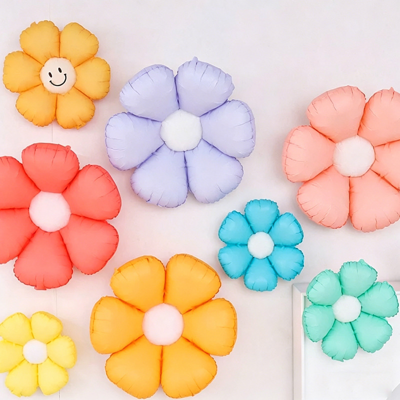 Candy Color Daisy Flower Aluminum Film Balloon Children's Birthday Party Decoration Arrangement Street Stall Push Sweep Code Balloon Candy Color Daisy Flower Aluminum Film Balloon Children's Birthday Party Decoration Arrangement Street Stall Push Sweep Code Balloon