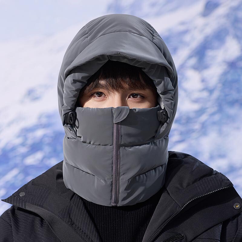 围脖面罩一体帽男冬季骑行保暖加绒羽棉帽子防风防寒滑雪雷锋帽潮|undefined