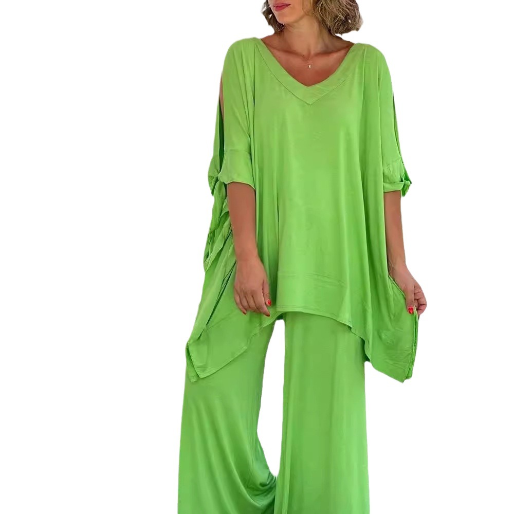 ChicShe Collection printemps-été grande taille, coupe ample, style décontracté, manches mi-longues, lacées, style européen et américain transfrontalier_voghion.com