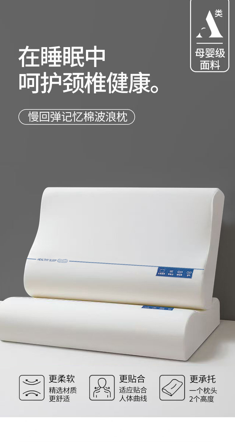 Memory foam pillow, B-type, with neck support