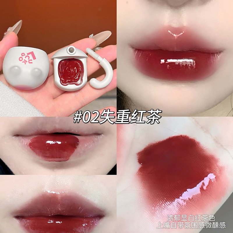 LUCKGO leche naranja gatos labios congelados agua espejo de maquillaje para cubrir las marcas de los labios no es fácil de descolorar lápiz labial maquillaje al por mayor image 8