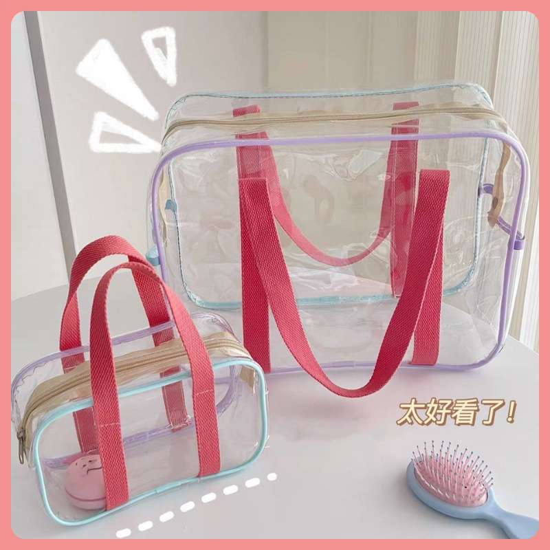 Summer creamy capacious waterproof beach one-shoulder bag PVC for…