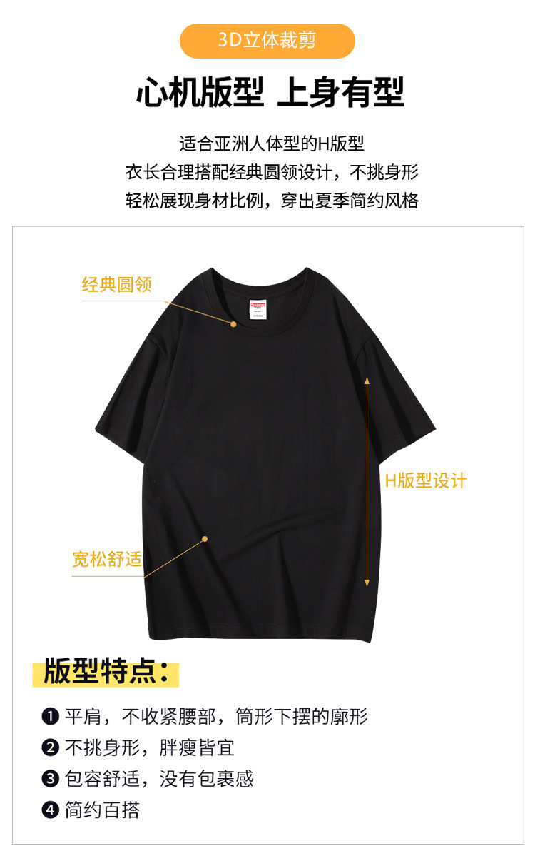 纯棉短袖T恤广告衫定制工作服文化衫夏季团队服美式重磅班服圆领详情15