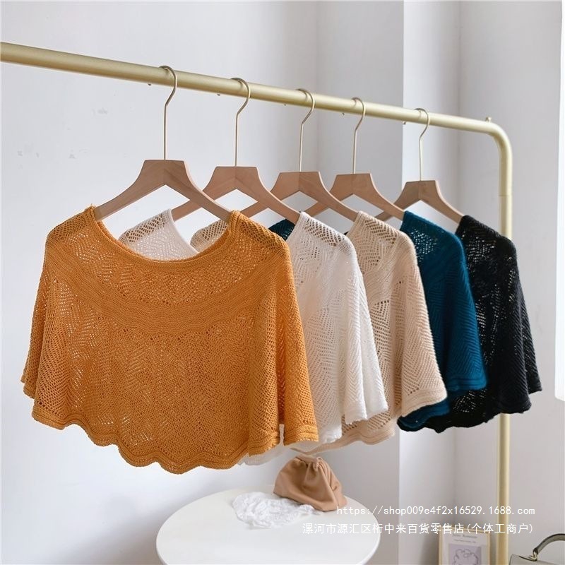 Lazy-fitting, lightweight pullover knit cardigan for women, perfect for summer, pairing well with skirts, cheongsams, and as a versatile shawl. Also available: ice silk sun protection and air conditioning cover-up.