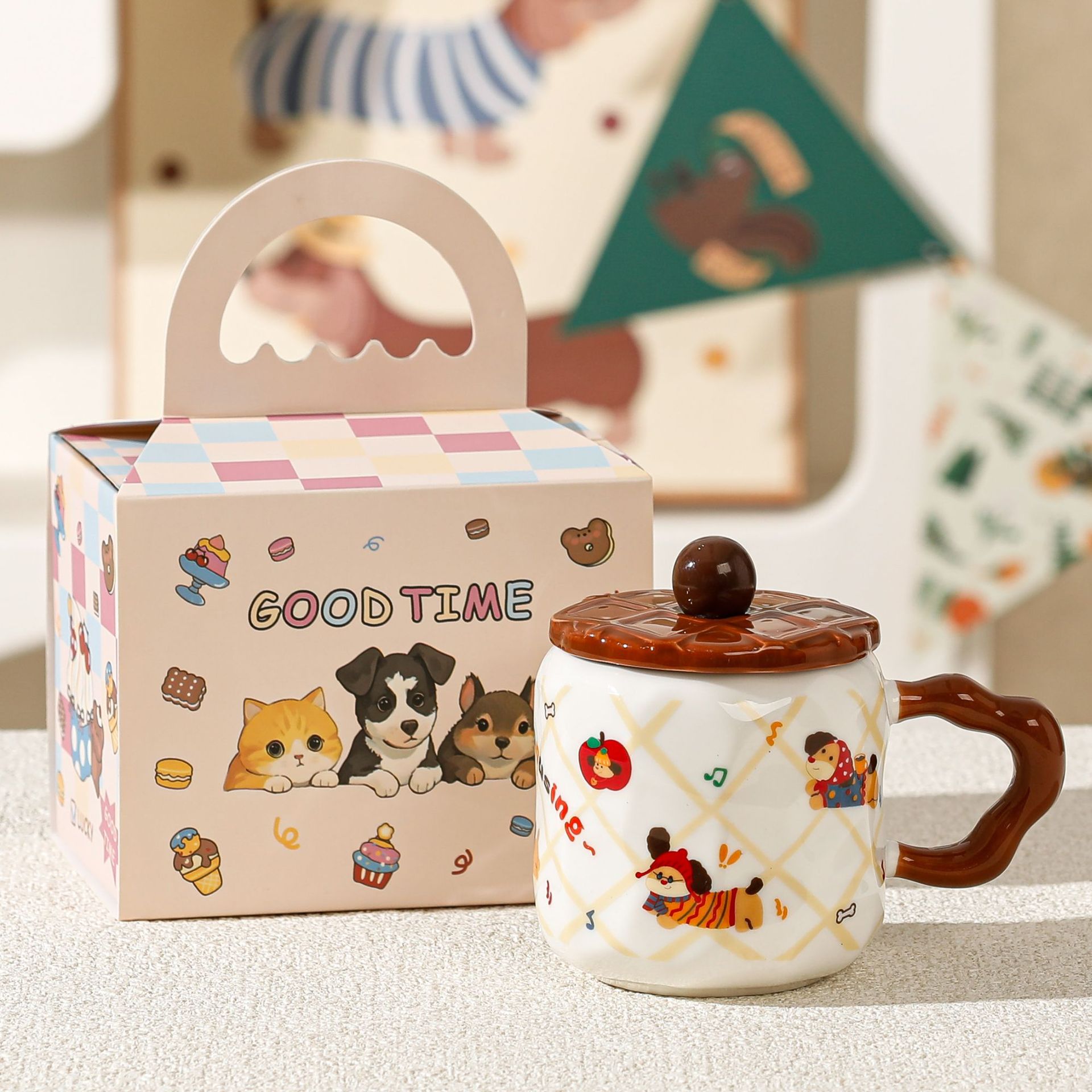 Taza de helado con diseño de perro salchicha, adorable taza de cerámica para beber, taza de café para oficina, con logo personalizado image 12