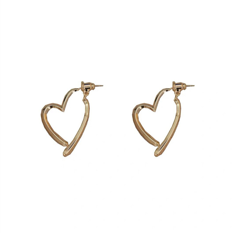 1 Paire Style Simple Forme De Cœur Le Cuivre Placage Boucles D'oreilles display picture 4