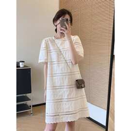 女装减龄小香风连衣裙女2026夏季新款宽松遮肉气质镂空蕾丝裙子女