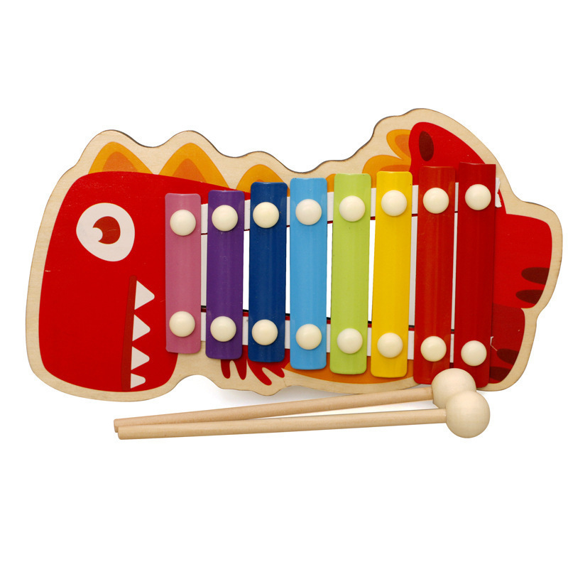 Montessori de madera de dibujos animados animal de ocho tonos de piano instrumento musical de percusión Infantil Educación Preescolar juguete educativo lote