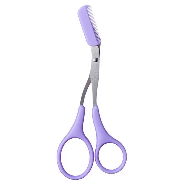 Purple eyebrow comb scissors