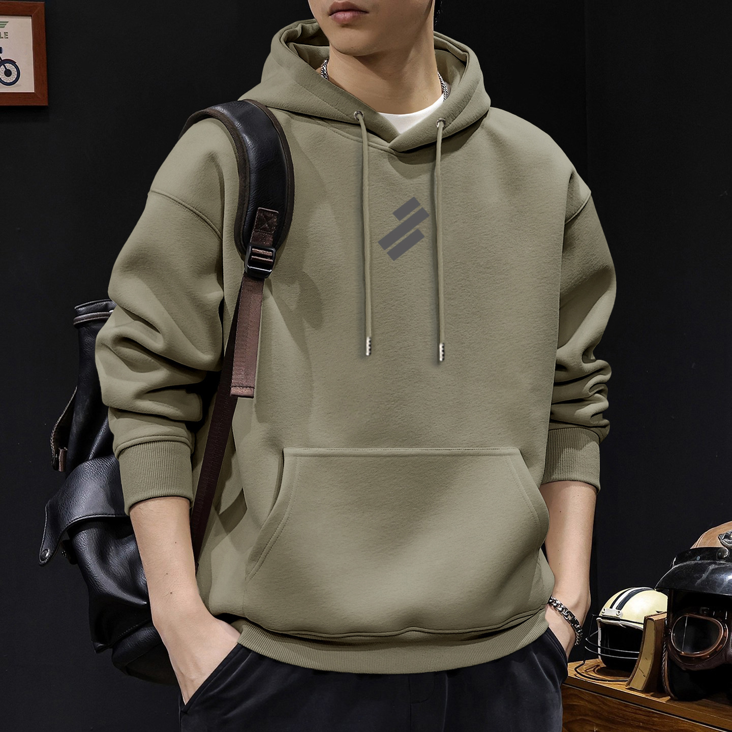 Japón suelto encapuchado otoño y invierno chaqueta de hombre nuevo chaqueta de letras retro hombre chaqueta de marca de moda pesada