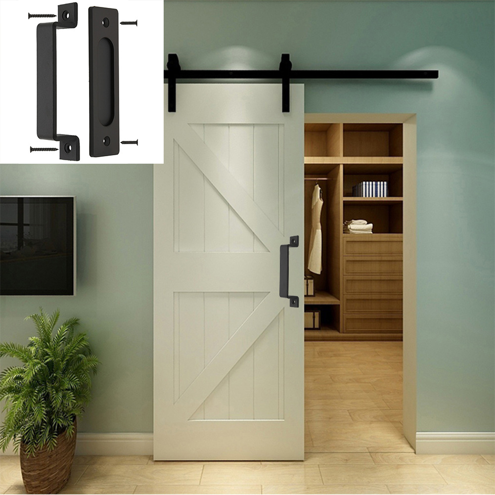 Manija de puerta abierta-montada ranurada-libre negra de la puerta deslizante manija de puerta de Granero deslizante pesada Punch-free diseño de doble cara image 6