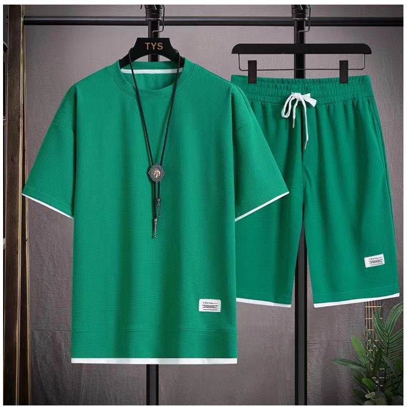 Waffle tendencia de verano 2024 hombre juego deportivo casual nuevo hombre suelto guapo camiseta de mangas cortas