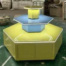 展示台多层圆形展示柜创意体验桌公司展厅发光展台中岛台展示柜台