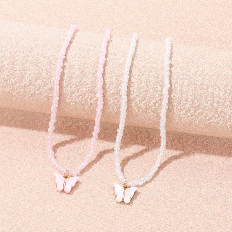 Necklace Classification Cute Butterfly Arylic Alloy Bead Beaded Necklace