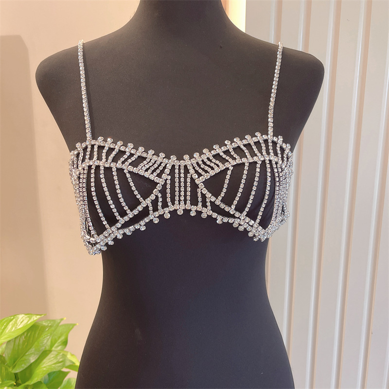 Fashion Sexy Beach Jewelry Diamond Tassel Body Chain Bikini Chest Chain display picture 3