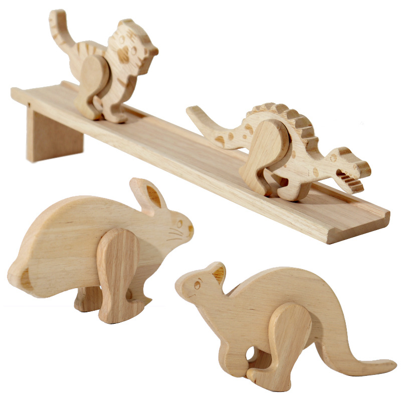 Niños de madera caminarán inercia divertidos animales infantiles aprendizaje temprano puzzle dinosaurios divertidos juguetes de bloques de animales