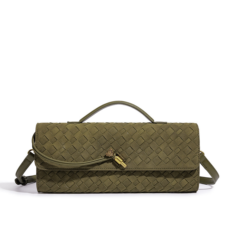 Hot-Selling European and American Retro Baguette Bag, Fashionable Frosted Hand-Woven Clutch Bag, Single Shoulder Cross-Body Bag for Women