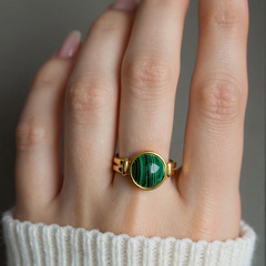 跨境不锈钢手饰简约复古镂空设计独特18K金保色手饰女Ring