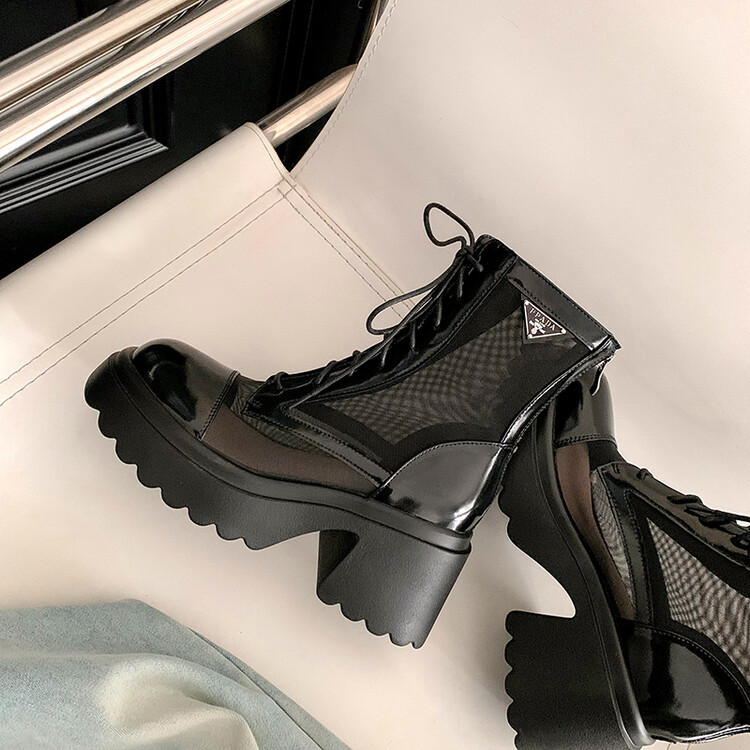 Boot Martin đục lỗ da thật đế dày thoáng khí mùa hè cho nữ — Màu đen, Màu trắng be chi tiết 20