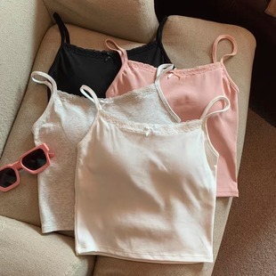 Lace tank top, top with cups, small design short base body-friendly underwear as outerwear