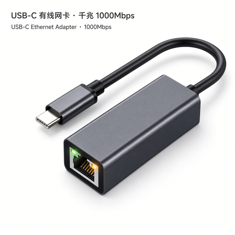 Type-C to Rj45 Gigabit Network Card Usb-C Wired Network Adapter Aluminum Alloy External Network Port Converter