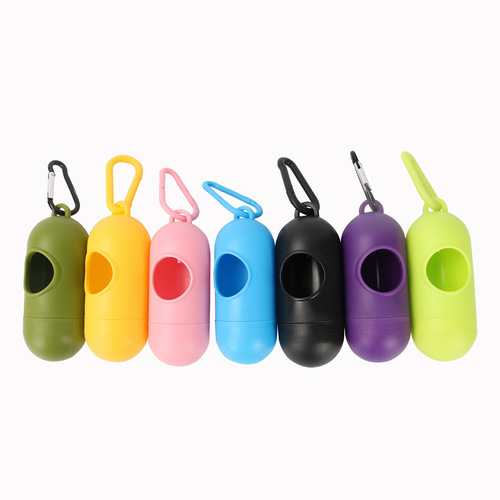 Pet waste bag capsule pill dispenser free printing logo biodegradable grab bag poop bag storage box