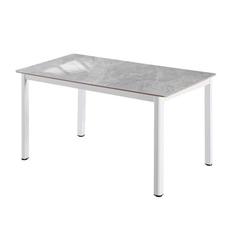 Mesa de comedor moderna minimalista de pizarra, mesa de comedor rectangular para uso doméstico, mesa pequeña con patas en forma de abanico para apartamento minimalista