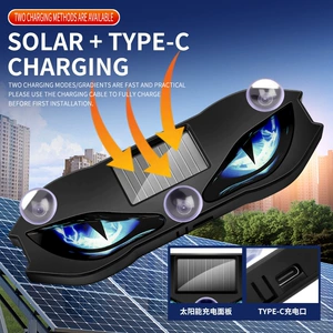 Solar-powered car devil eye LED ambient light, wireless suction cup type, dynamic expression light, available in red, blue, and green colors