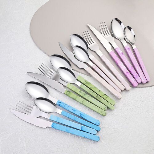 W new stainless steel knife, fork and spoon, bistro handle, western food spoon and fork, marble fork, hotel tableware